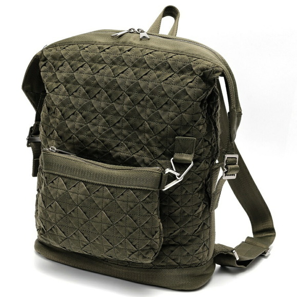 BOTTEGA VENETA Handbags - Bottega Veneta Webbing Intrecciato Backpack Rucksack 658972 Nylon Khaki S-159664